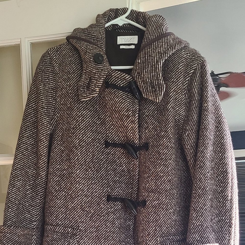 TOAST: Twill Duffle Coat | Chocolate/Ecru